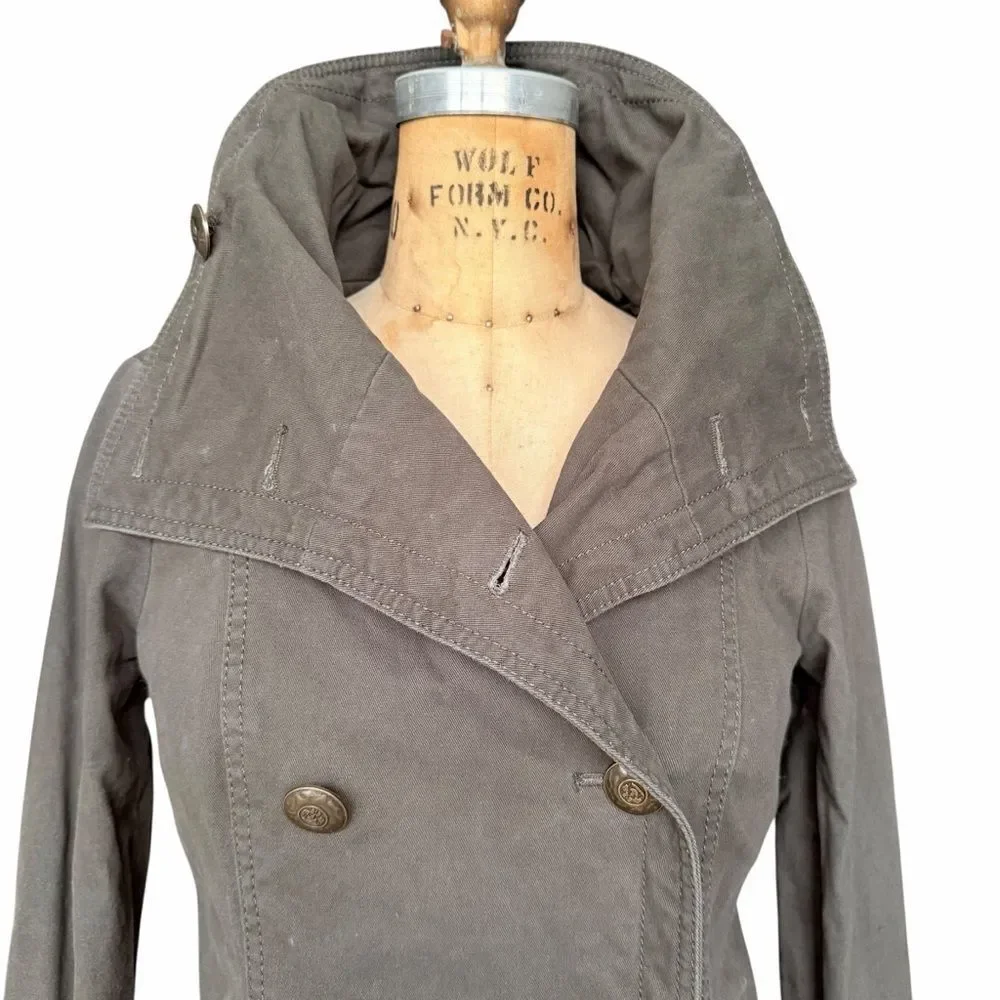 Kensie Dark Gray Double-Breasted Fitted Jacket Size S